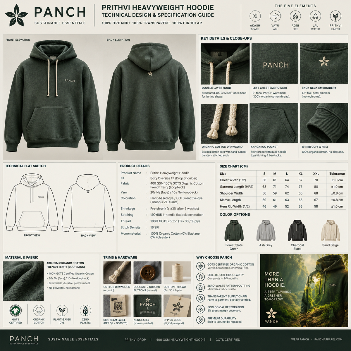 PRITHVI Heavyweight Loopback Hoodie (400 GSM Organic Cotton)